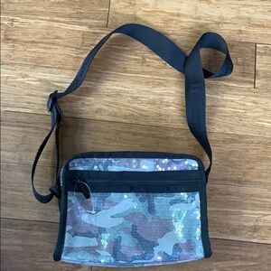 NEW LESPORTSAC Crossbody Camo Sequin Purse